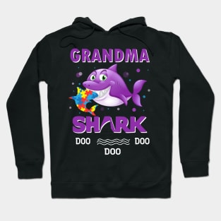 Grandma Shark Autism Awareness Shirt Grandma Baby Shark Auti Hoodie